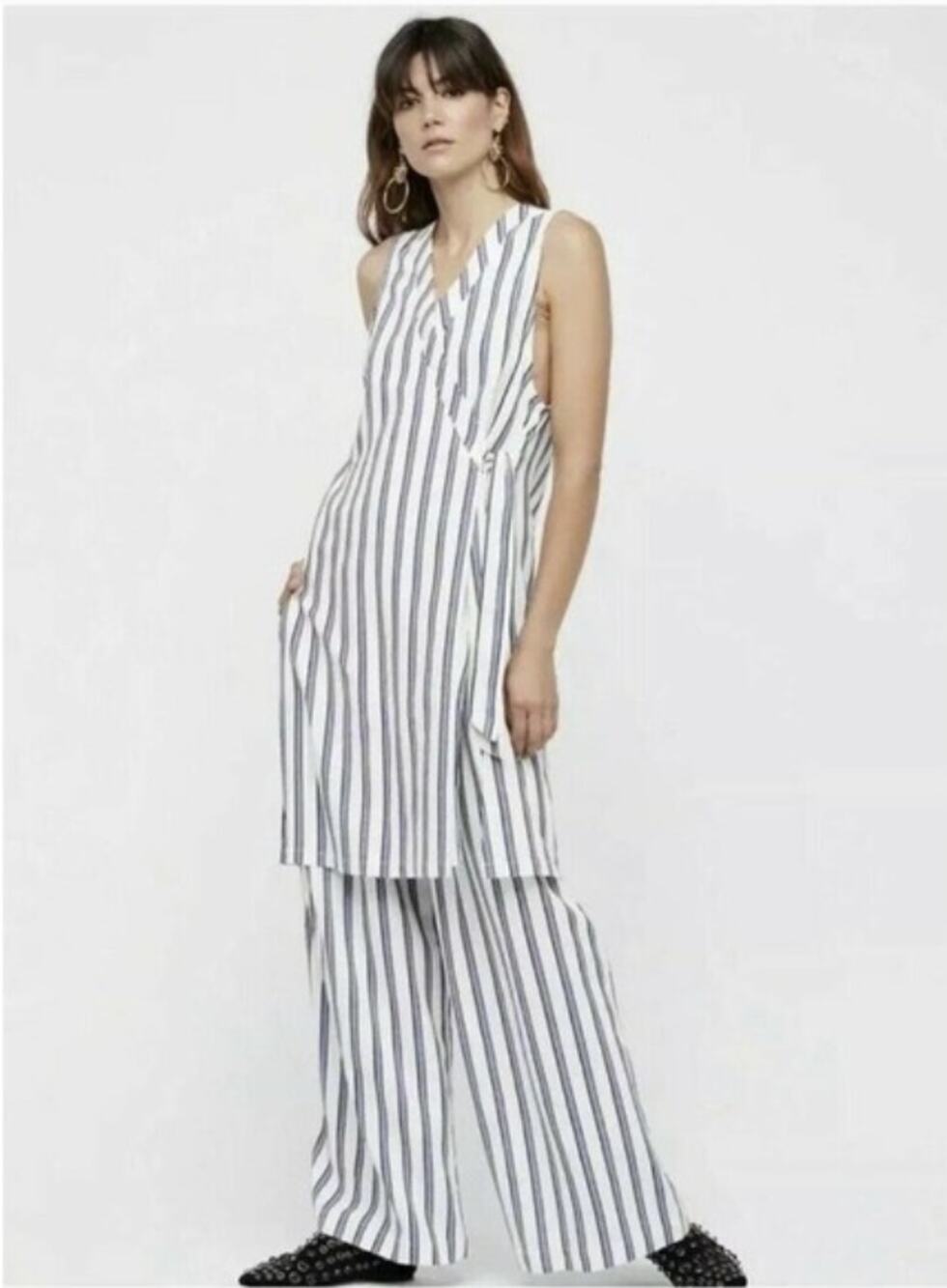 Free People Tuxedo Stripe Wide Leg Pants Set XS